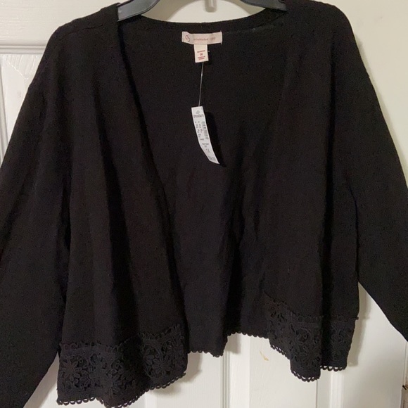 Dress Barn Black sweater with lace trim bottom size 1X new with tags - Picture 2 of 9